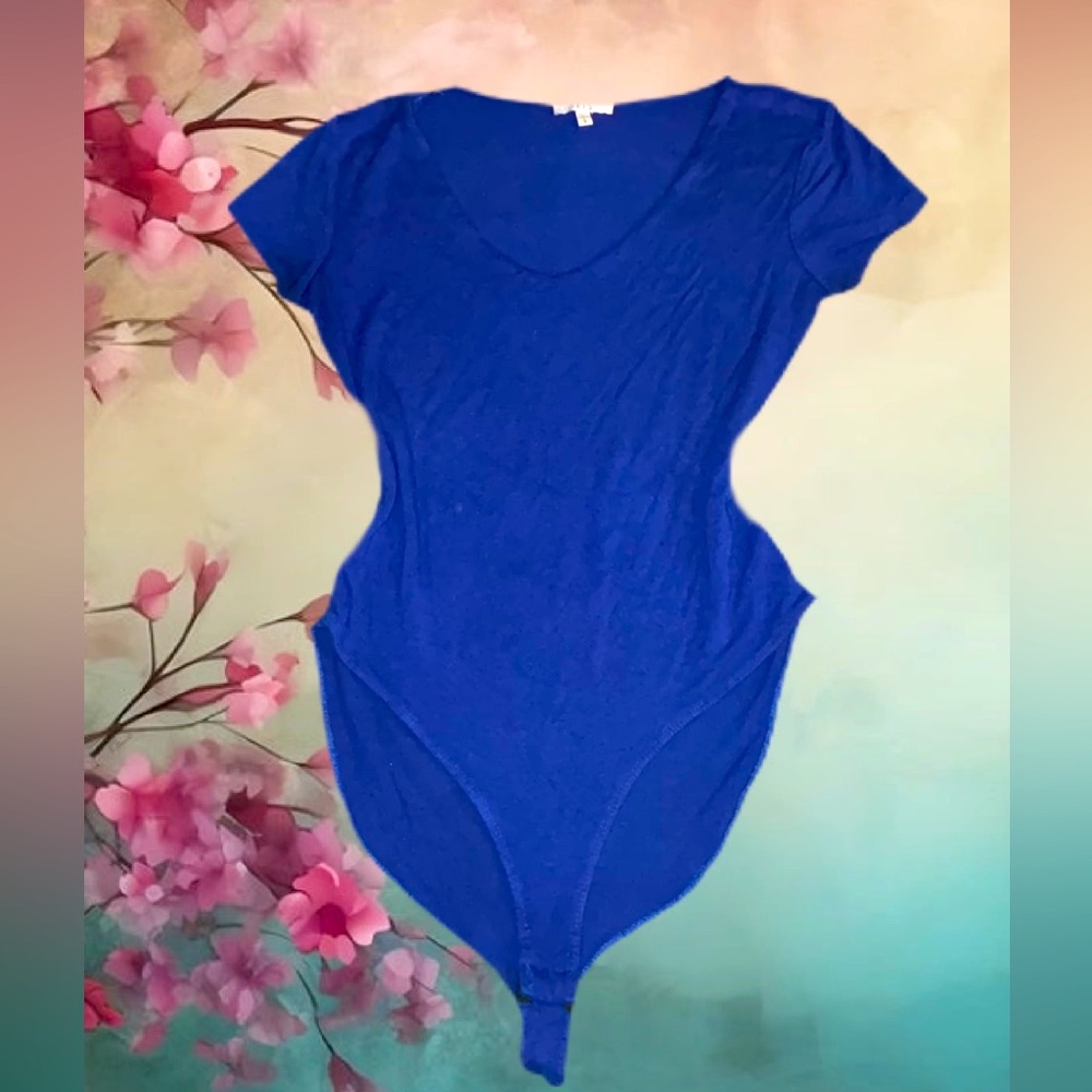 iris Cobalt Blue Short-Sleeve Cutout Bodysuit